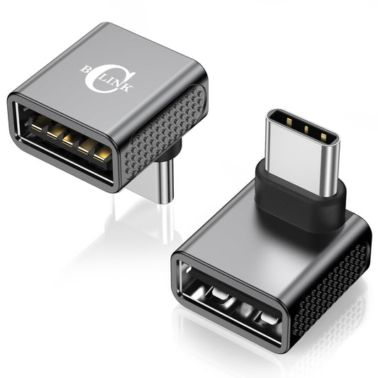 BCLINK 10Gbps USB C to USB Adapter (2 Pack), Up and Down 90 Degree Right Angle USB C Male to USB A 3.2 Female Converter for iPhone 16 15 Series…