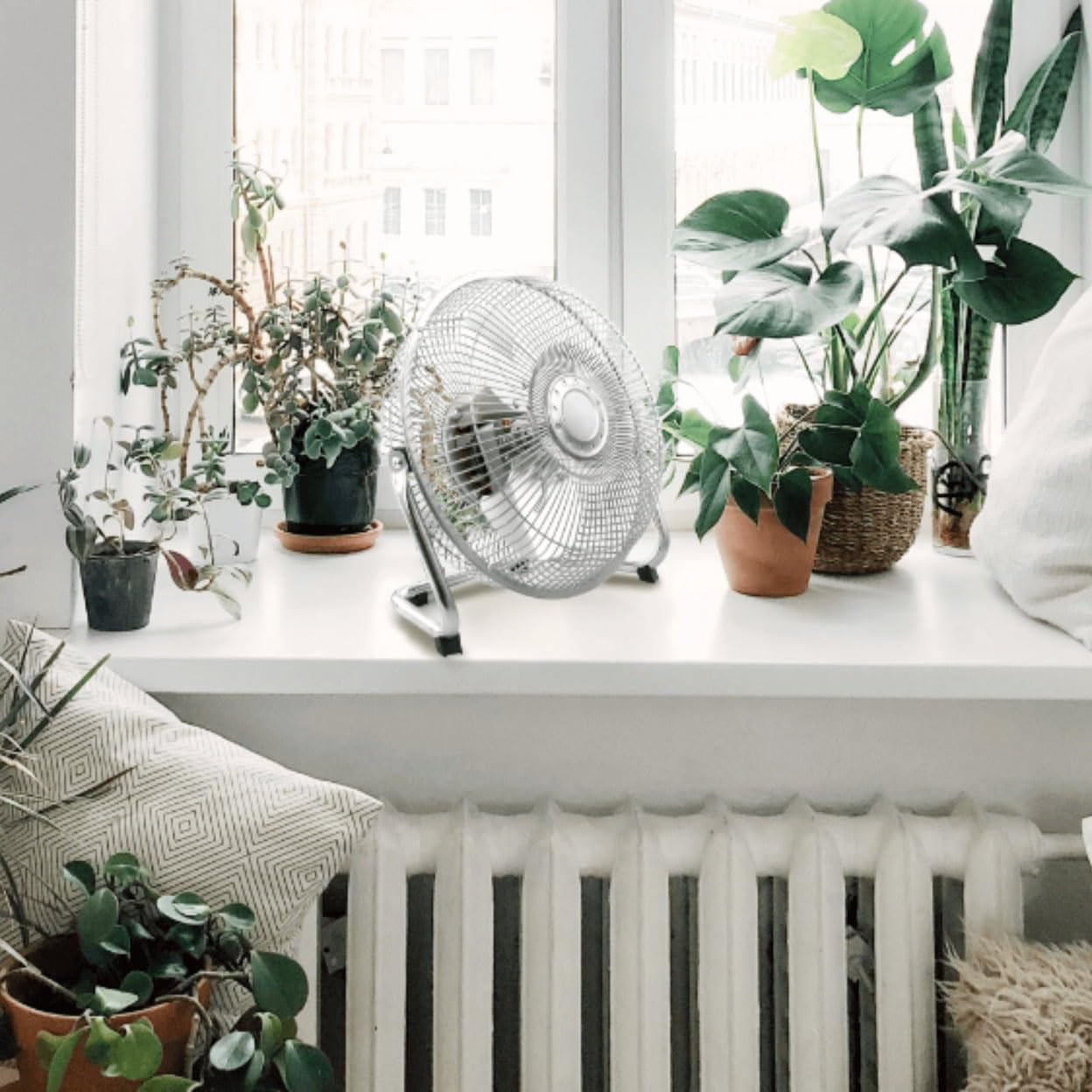 Orixforce 9-Inch High Velocity All Metal Fan - Silver Finish Desk Fan with Quiet Operation, 3-Speed Settings & 360° Tilt for Home and Office Cooling