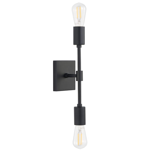 Linea di Liara Berbella 2-Light Matte Black Bathroom Vanity Light Fixtures Modern Wall Sconces Lighting Fixture Wall Lights for Hallway and Bedroom