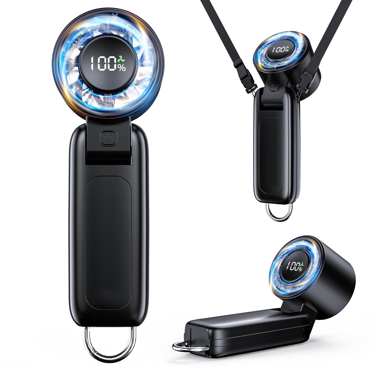 Drcryo Handheld Fan, Portable Fan, 1-100 Speed Adjustable Turbo Fan, 5000mAh Rechargeable Mini Personal Fan with Foldable Design and LED Display