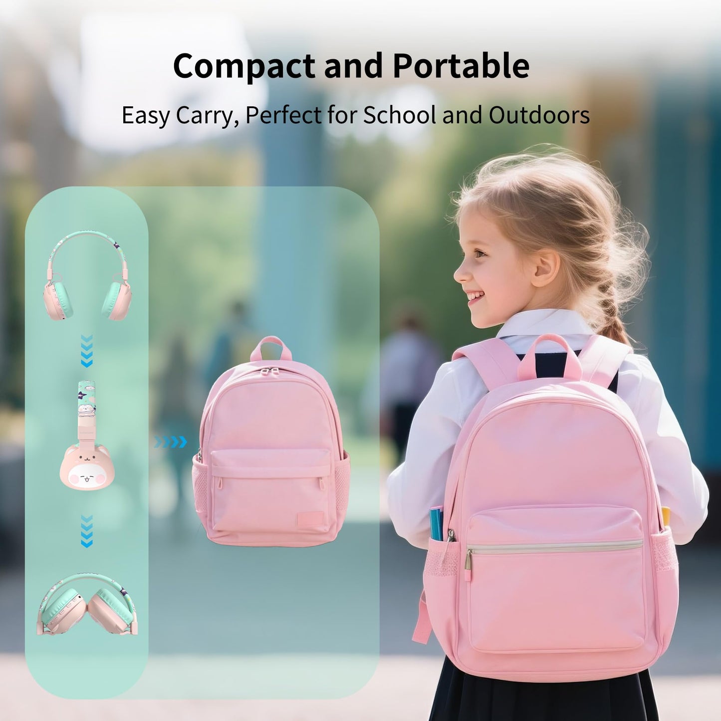 YLFASHION Kids Bluetooth Headphones, 85dB Volume Limit, Ultra-Soft Over-Ear, Built-in Mic, Foldable,Cartoon Animal Design, Suitable for School…