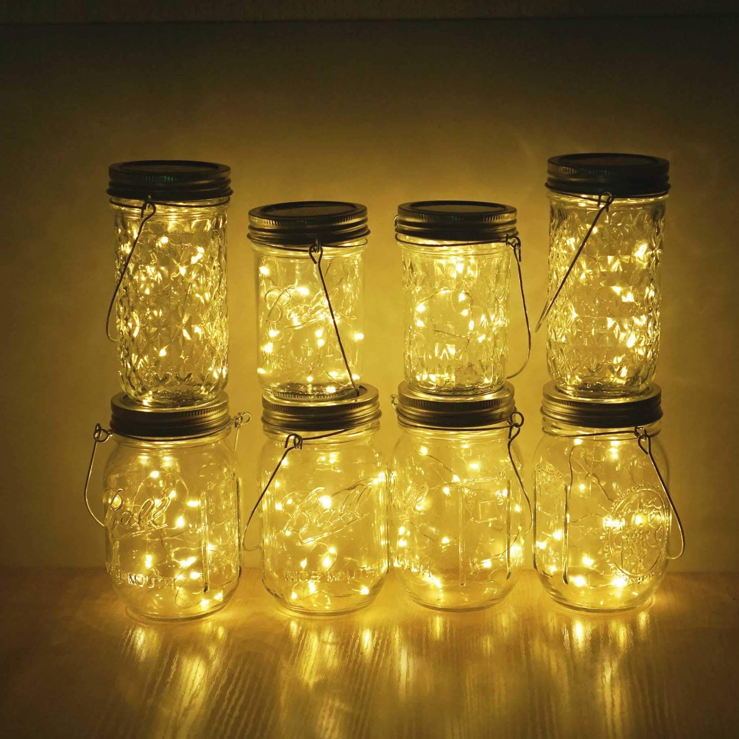 Miaro Solar Mason Jar Lights with Hanger, 6 Pack 10 LED Waterproof Warm White Fairy String Lights(NO Jars) - Perfect for Garden, Deck, Patio, Party