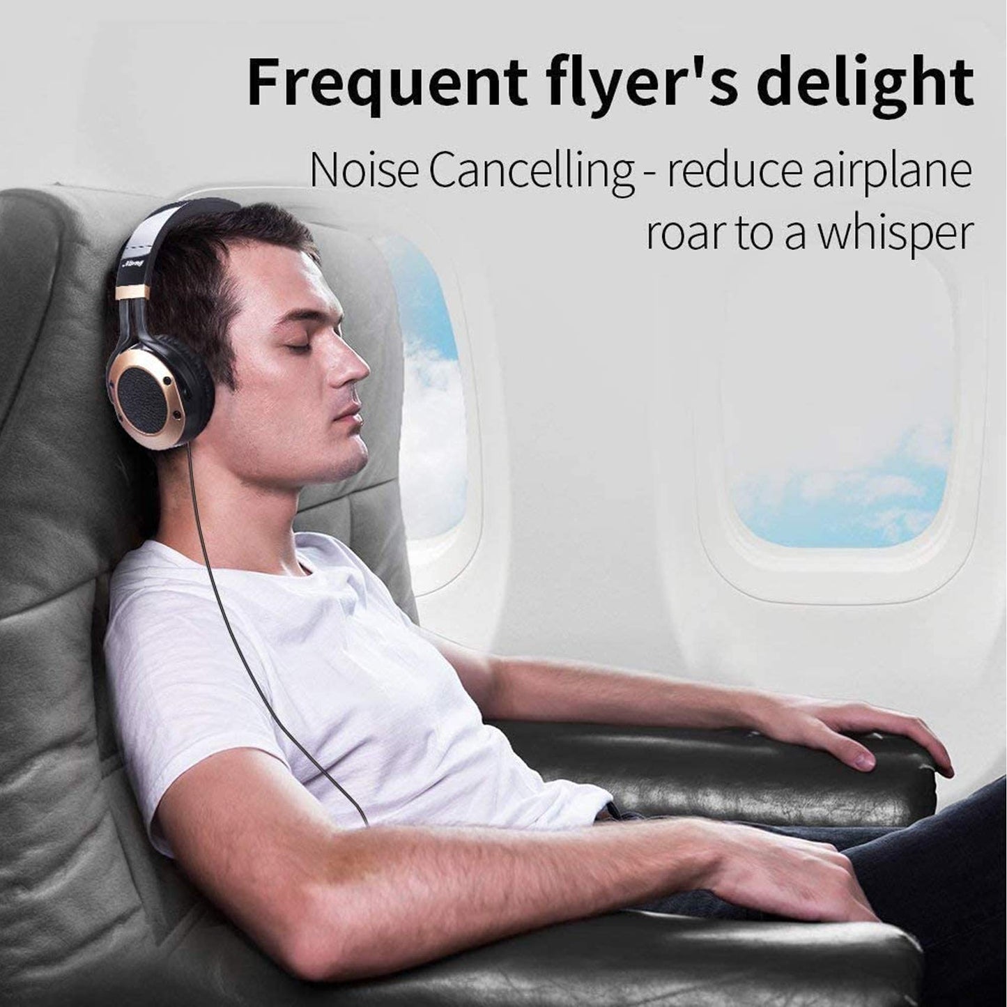 MONODEAL Active Noise Cancelling Headphones with Microphone and Airplane Adapter, Folding and Lightweight Travel Headsets, Hi-Fi Deep Bass Wired…