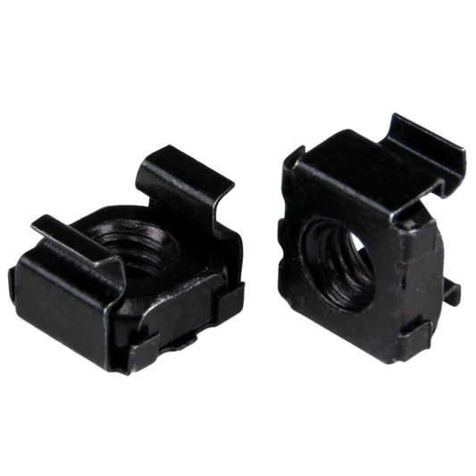 StarTech 100-Pack M6 Square Hole Cage Nuts & Tool, 19in/10in, Black, TAA