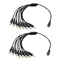zdyCGTime 2Pack DC Power Female to Male Splitter Adapter Cable 1 Female to 8 Male 5.5mm x 2.1mm DC Power Supply Splitter Cord for Security CCTV