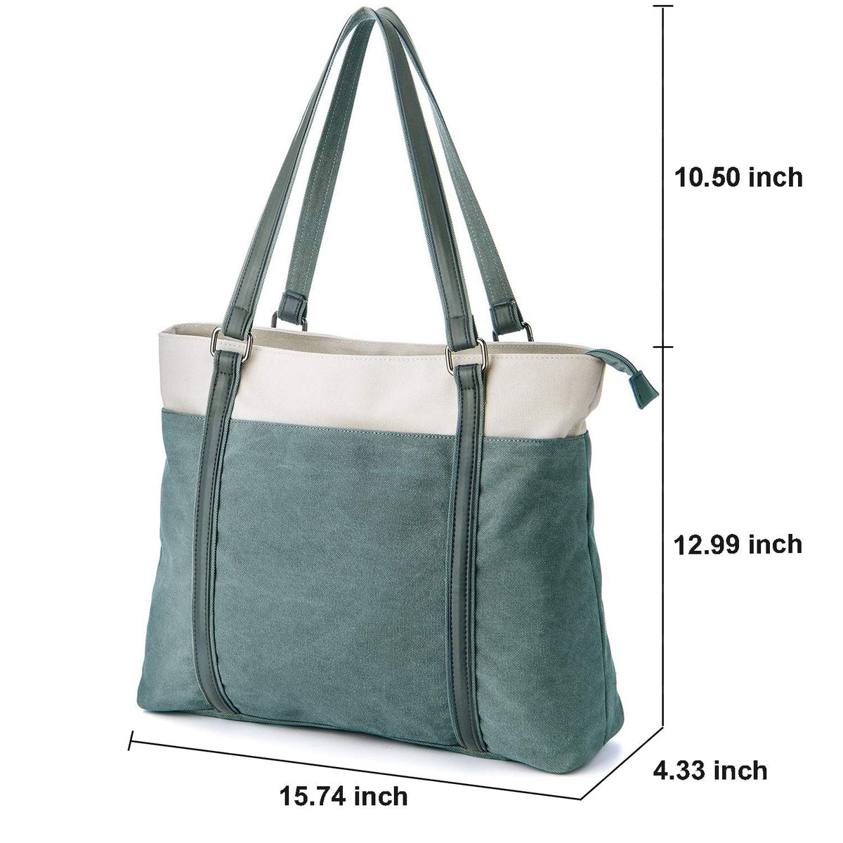 Laptop Tote Bag for Women, 15.6 Inch Work Bag with Laptop Compartment and Zipper, Canvas Computer Tote for Teacher, Office, Travel, Business, Carry On