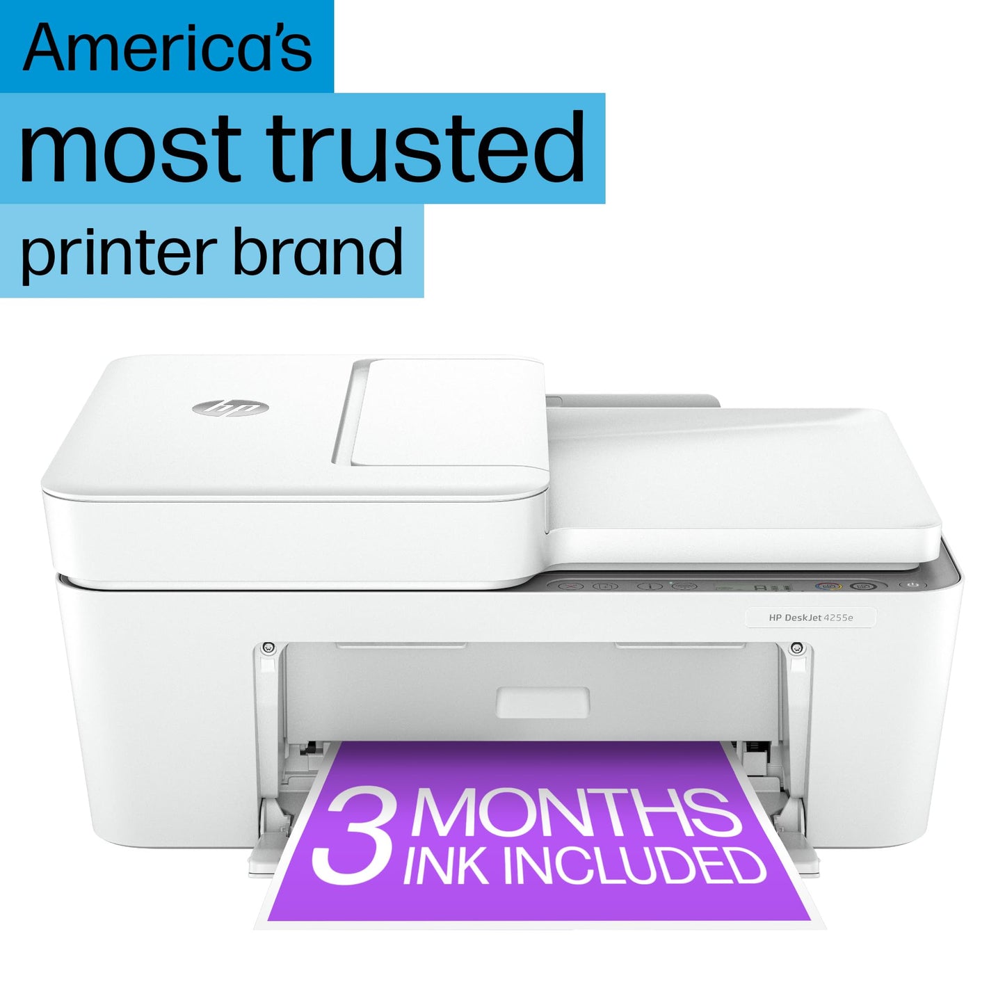 HP DeskJet 4255e Wireless All-in-One Color Inkjet Printer, Scanner, Copier, Best-for-Home, 3 Month Instant Ink Trial Included (588S6A) (Renewed)