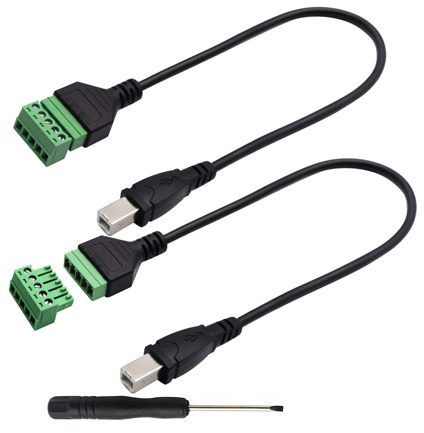 zdyCGTime 2.0 Type B USB Screw Terminal Block Cable USB 2.0 Type B Male Plug to 5 Pin/Way Female Bolt Screw with Shield terminals Pluggable Type