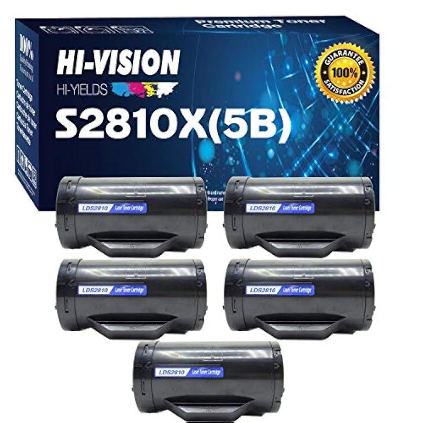 HI-Vision 5 Pack Compatible S2810X High Yield (6,000 Pages, 593-BBMF) Black Toner Cartridge Replacement for H815dw / S2810dn / S2815dn Printers