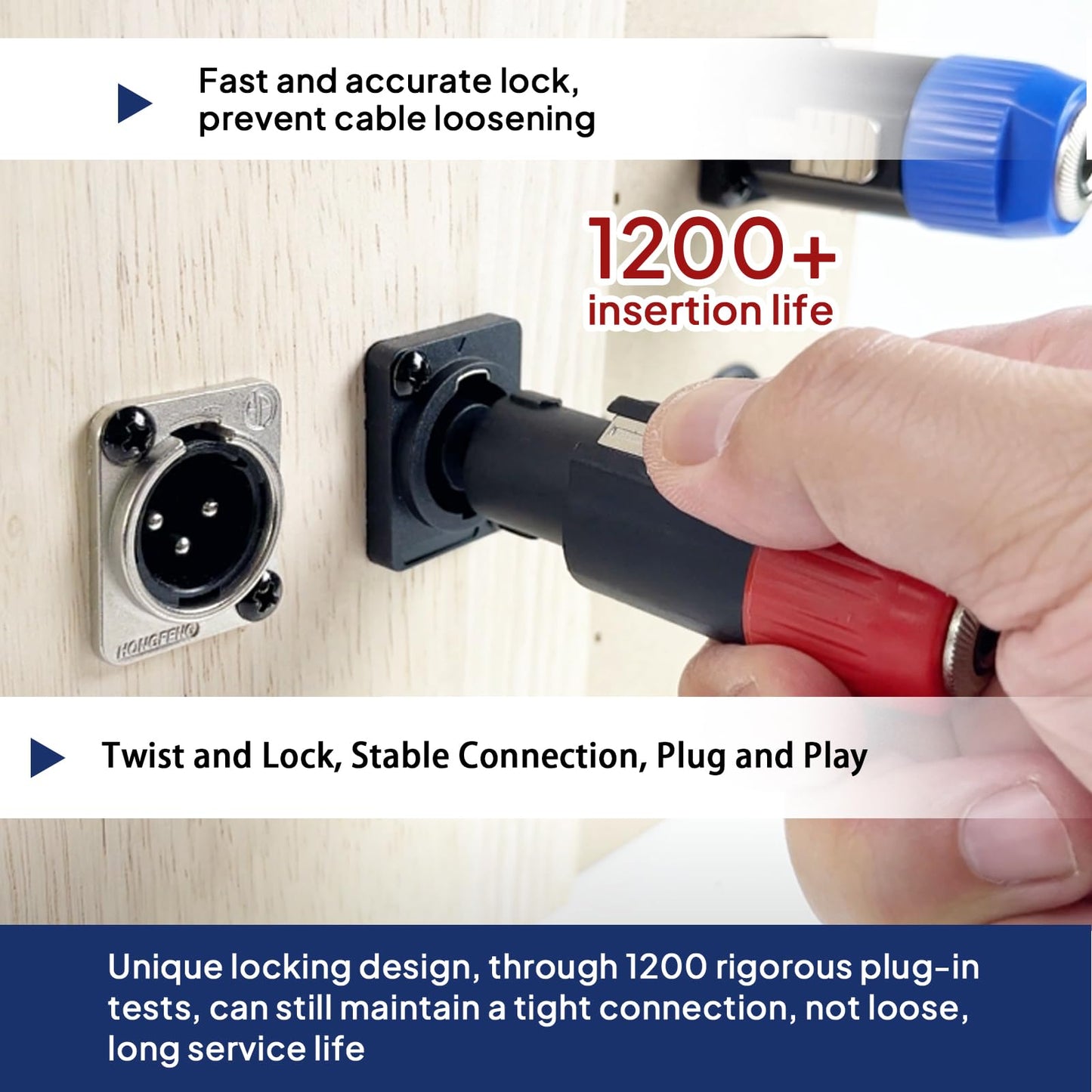 SUNNAREPOON Speakon to 1/4 Adapter Connector - 4 Pack Speak on Male to 1/4 Inch Female Adapters with Twist Lock, NL4FC Connectors to 1/4" TS Mono Plug
