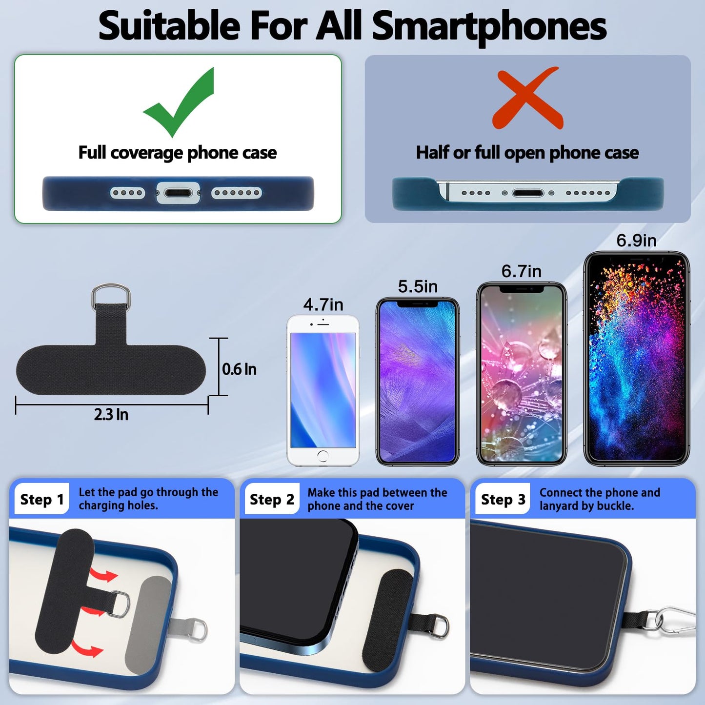 Lousrnman Cell Phone Lanyard, Universal 2× Phone Crossbody Lanyard for Women, 2× Wrist Phone Strap and 4× Upgraded Connectors Compatible with Most
