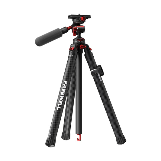 Freewell Carbon Fiber Travel Tripod 59.1" Lightweight 1.98lbs Photo/Video 360°Ball Head (Max Load 5kg/11 lbs), Monopod, Quick-Release Plate, for DSLR