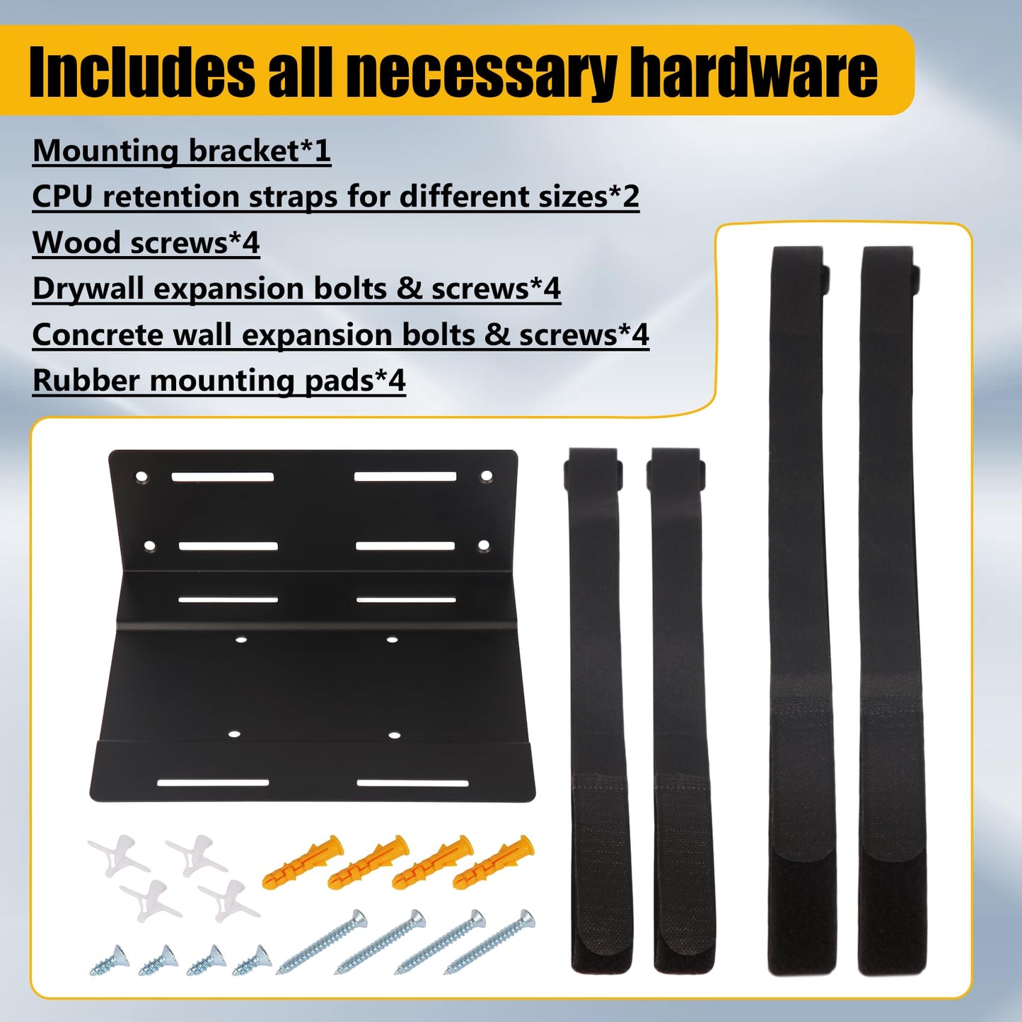 Freejia SFF Under Desk PC Mount and Wall Mount Bracket, Heavy-Duty Steel Adjustable CPU Holder for Small Form Factor Towers, UPS, Mini PC, Versatile