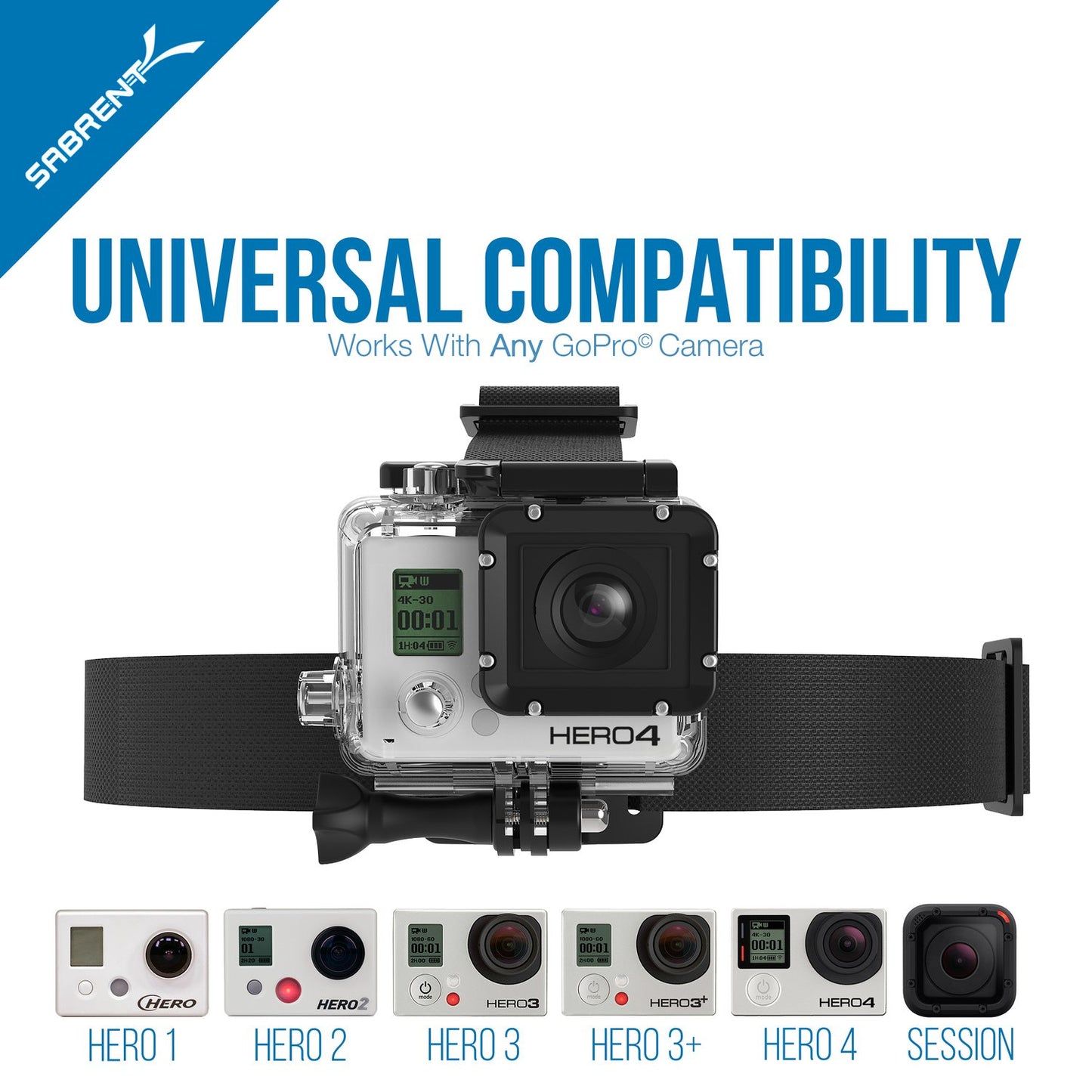SABRENT GoPro Head Strap Camera Mount [Compatible with All GoPro Cameras] (GP-HDST)