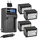 Kastar 4-Pack NP-FV70 Battery and LCD AC Charger Compatible with Sony NP-FV30, NP-FV50, NP-FV70, NP-FV90, NP-FV100 Battery Camera, Andoer HDV-201LM