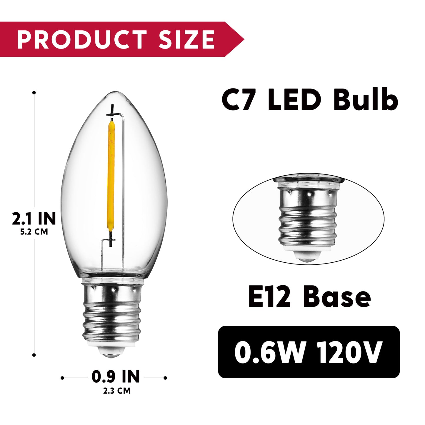 JOYIN C7 LED Light Bulbs - Replacement E12 Base Bulbs for Window Candles & Chandeliers (Warm White, 6 Pack)