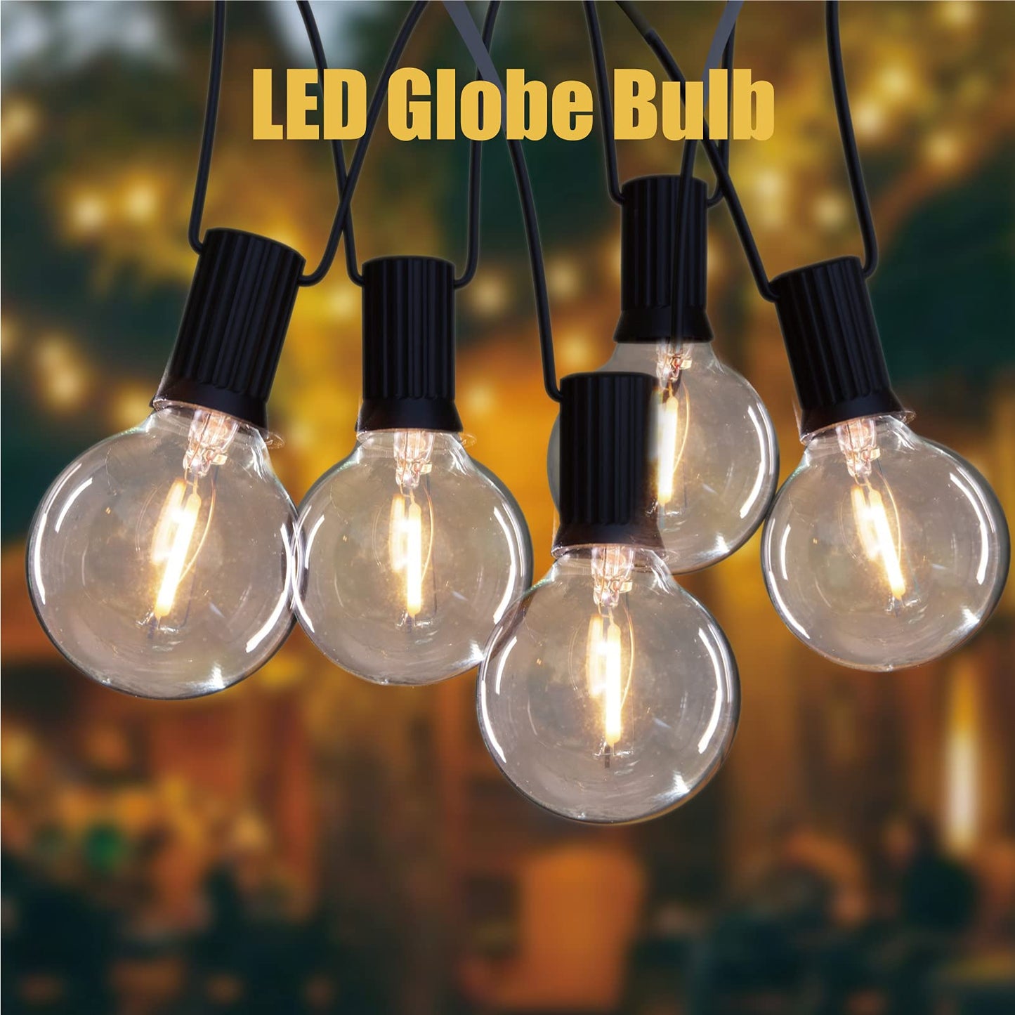 ECOVANIA G40 LED String Light Bulbs,1.57 Inch Plastic LED Globe Patio Bulbs for Outdoor String Lights, E12 Candelabra Socket Base,1 Watt Equvalent