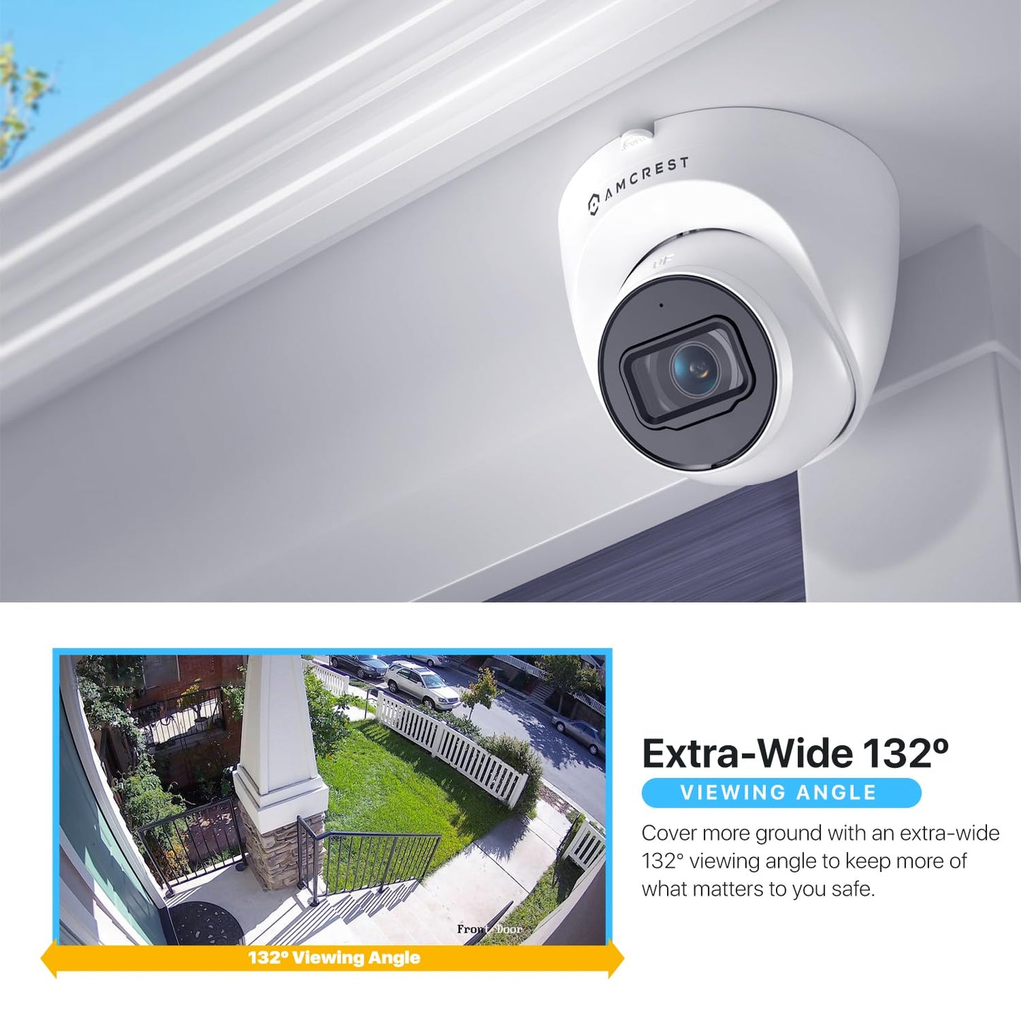Amcrest 5MP Turret POE Camera, UltraHD Outdoor IP Camera POE with Mic/Audio, 5-Megapixel Security Surveillance Cameras, 98ft NightVision, 132° FOV