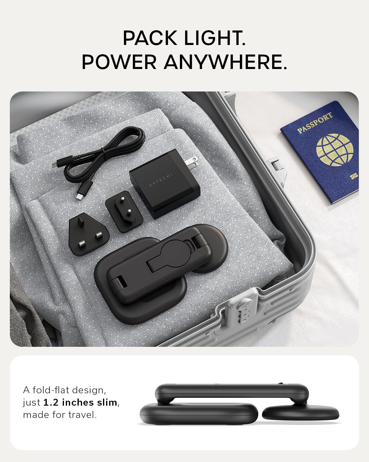 Satechi 3-in-1 Qi2 Wireless Charging Station, 25W Fast Magnetic Charger, Foldable Charging Stand for iPhone 17, Apple Watch Series 11, AirPods, 45W