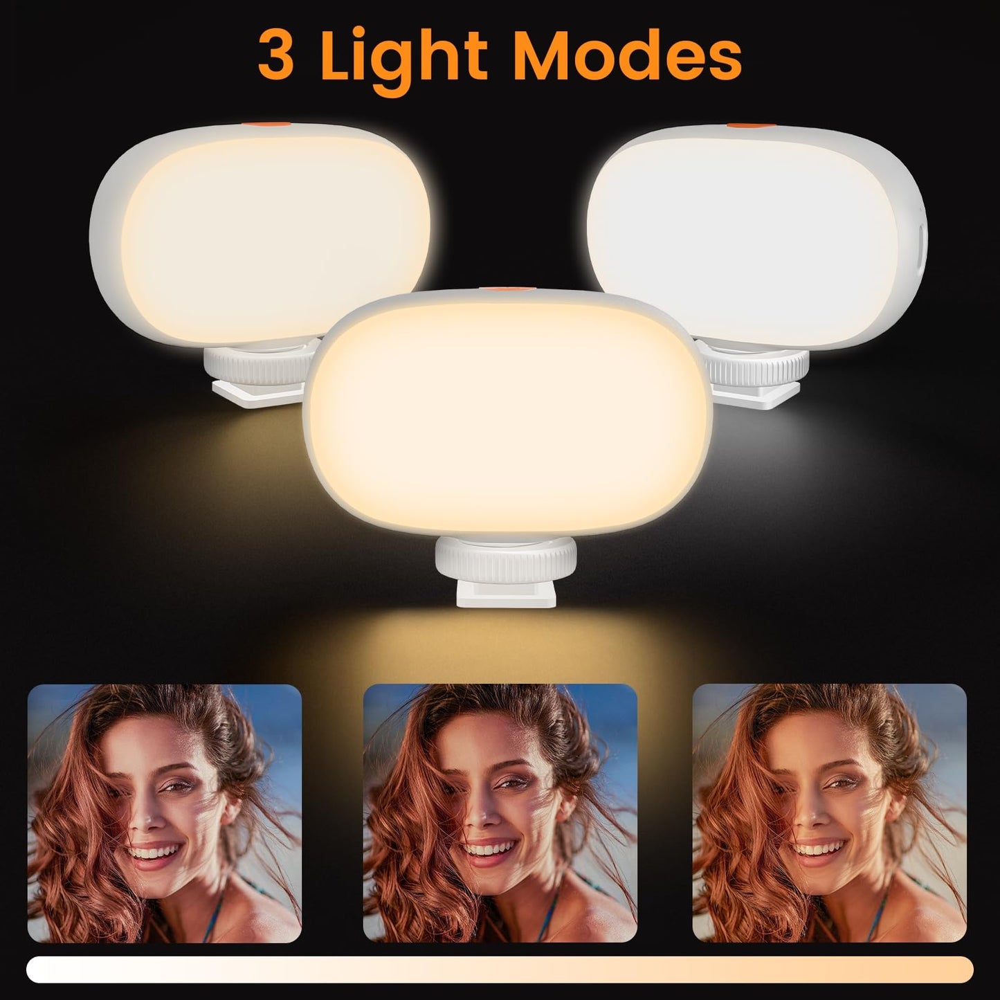 Gamiity Mini Phone Light Clip, Type-C Charging, Rechargeable Selfie Light & Adjustable Brightness for iPhone, Smartphones, Camera, Laptops, Perfect