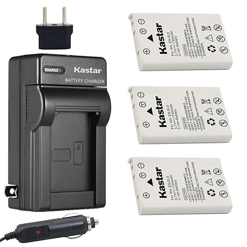 Kastar Battery 3-Pack + Charger Kit Replacement for Nikon EN-EL5, MH-61 and Nikon Coolpix 3700, 4200, 5200, 5900, 7900, P3, P4, P80, P90, P100, P500