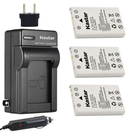 Kastar Battery 3-Pack + Charger Kit Replacement for Nikon EN-EL5, MH-61 and Nikon Coolpix 3700, 4200, 5200, 5900, 7900, P3, P4, P80, P90, P100, P500