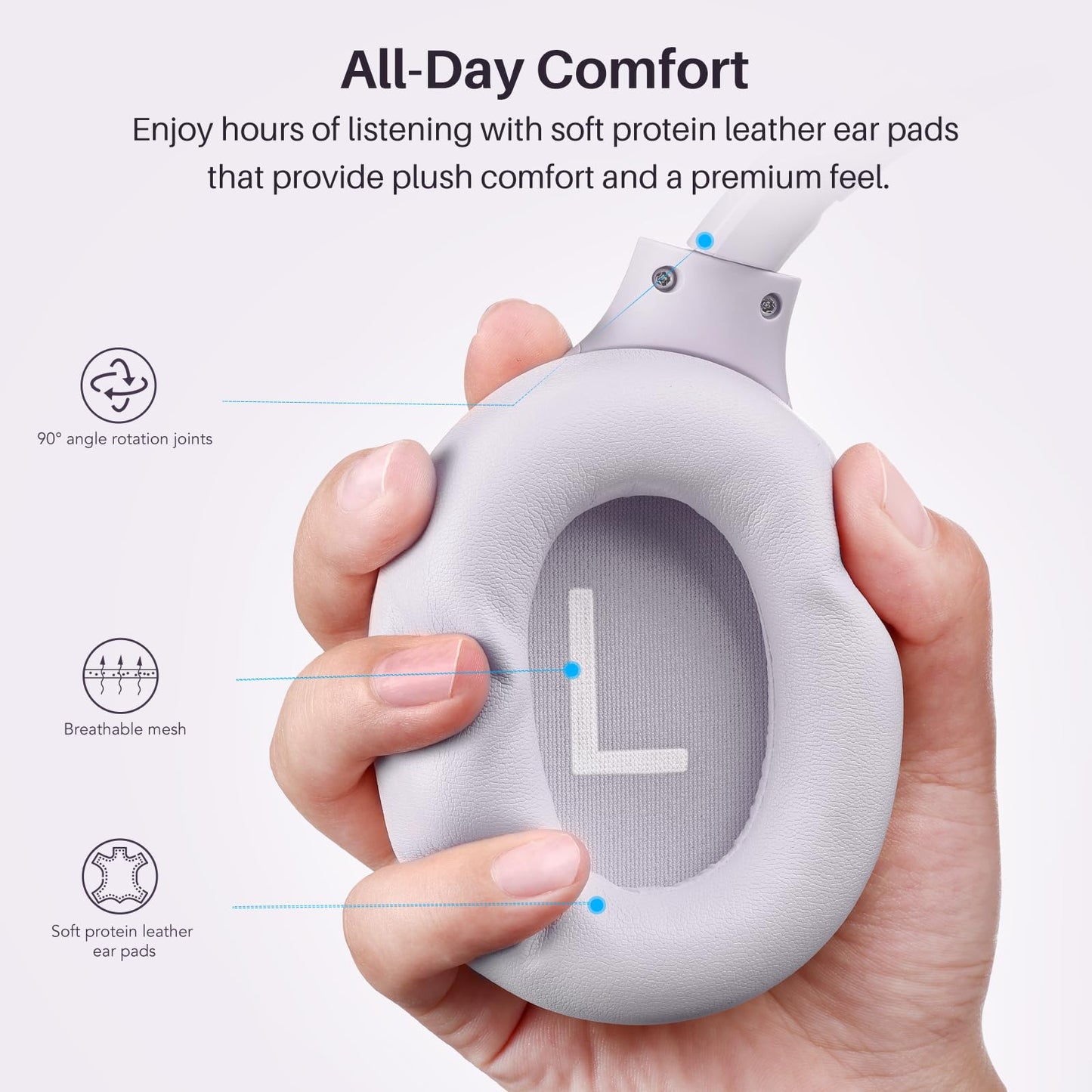 TOZO HT3 Hybrid Noise Cancelling Wireless Headphones, 90H Over Ear Headset