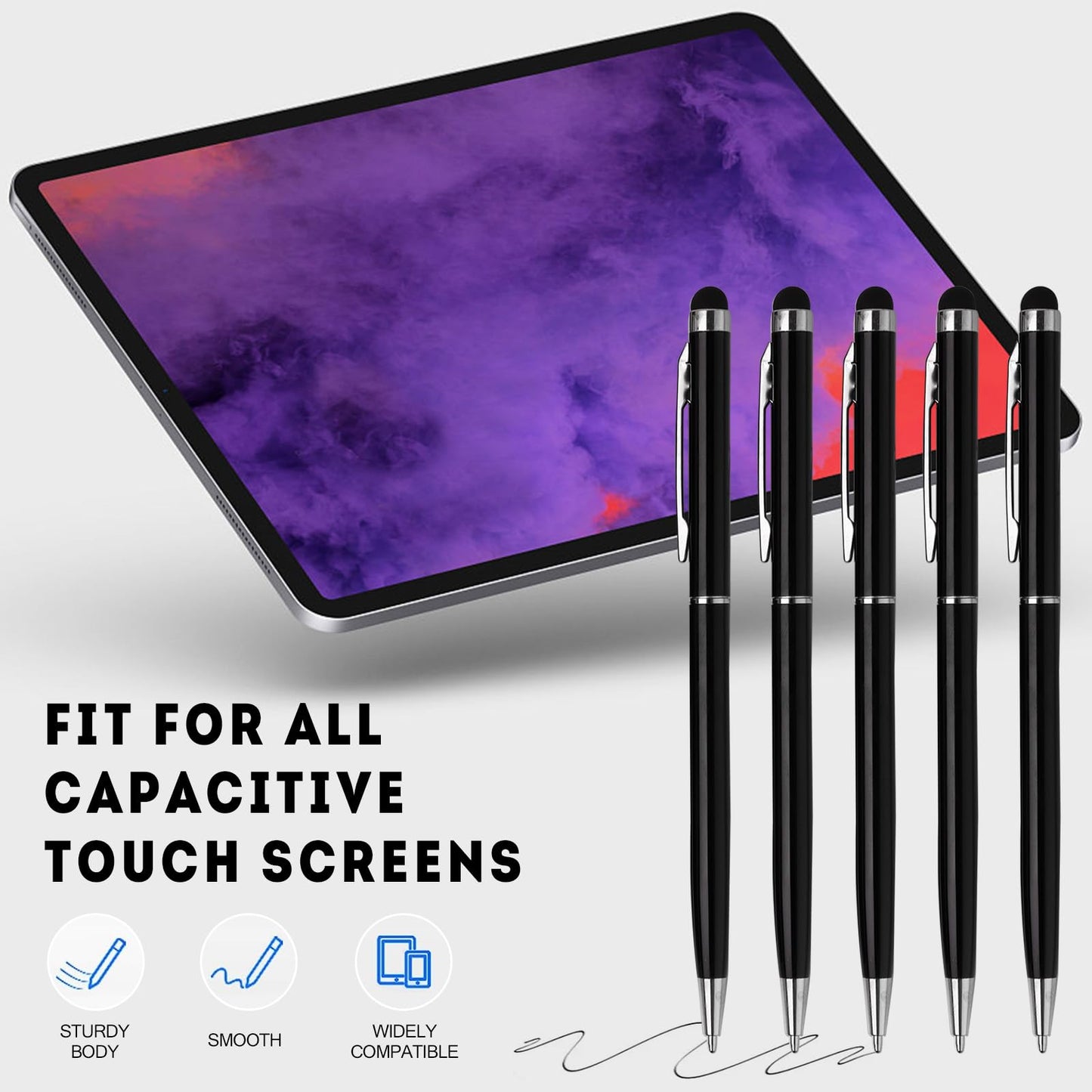 FIRCRE 15 Pack Stylus Pens for Touch Screens Stylus Pen Compatible with Phone Tablets Kindle and Black Ink Ballpoint Pens-2 in 1 Stylists pens