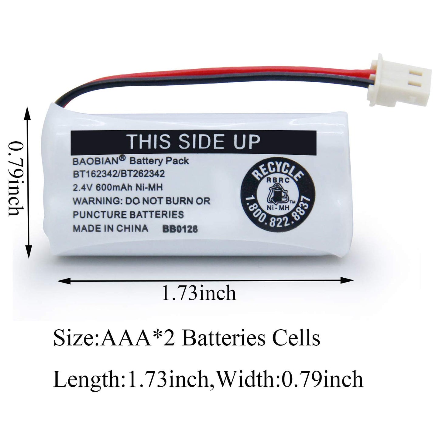 BAOBIAN BT162342 BT262342 Battery Compatible with for BT183342 BT283342 BT166342 BT266342 VTech CS6114 CS6419 CS6719 at&T EL52300 CL80111 Cordless