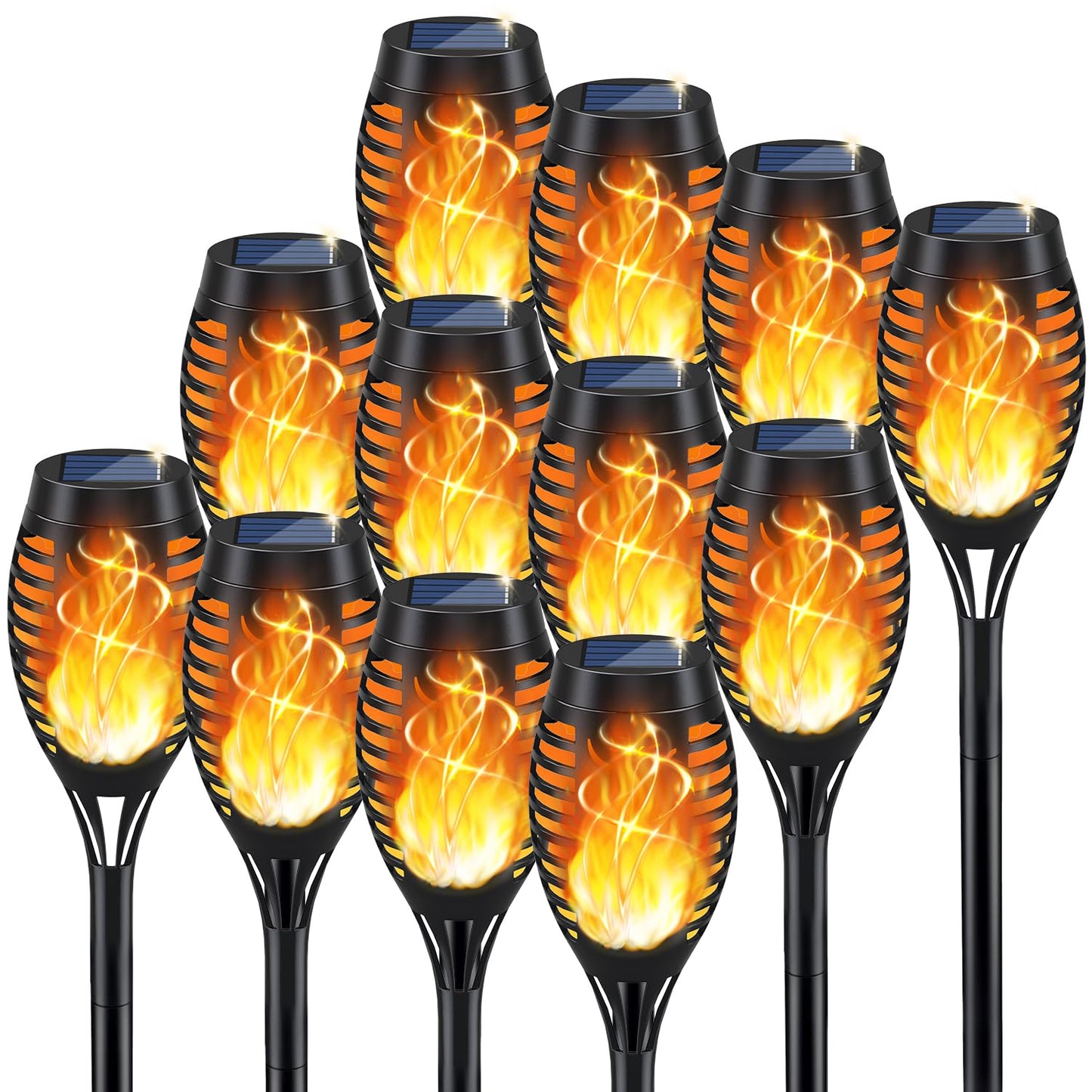 KYEKIO Solar Torch Light with Flickering Flame, 12Pack Solar Lights Outdoor, Solar Garden Lights Outdoor Waterproof, Luces Solares para Exteriores