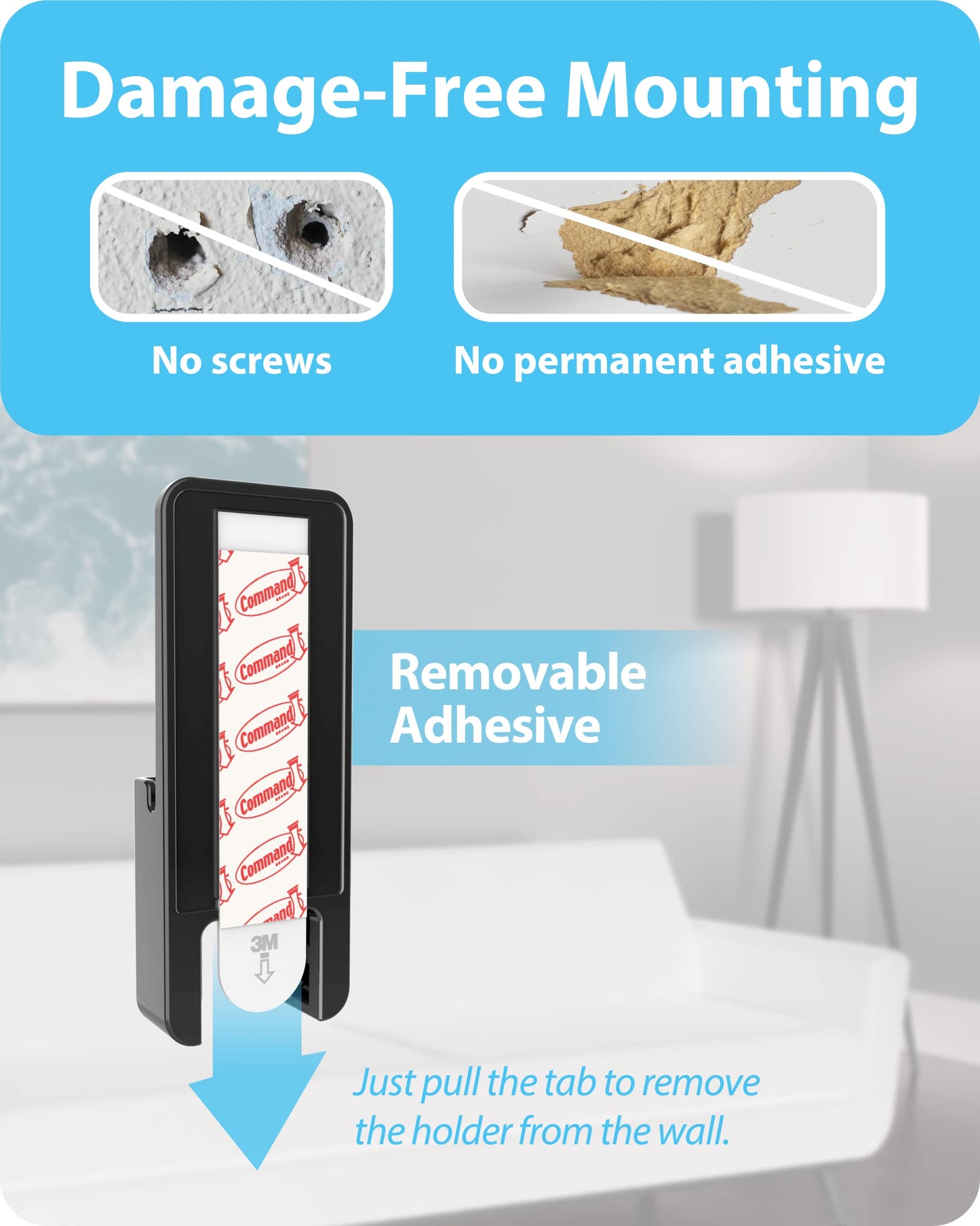 TotalMount Holder for Apple TV Remote - Never Lose Your Apple TV Siri Remote Again (Holder Includes Removable Adhesive to Prevent Wall Damage)