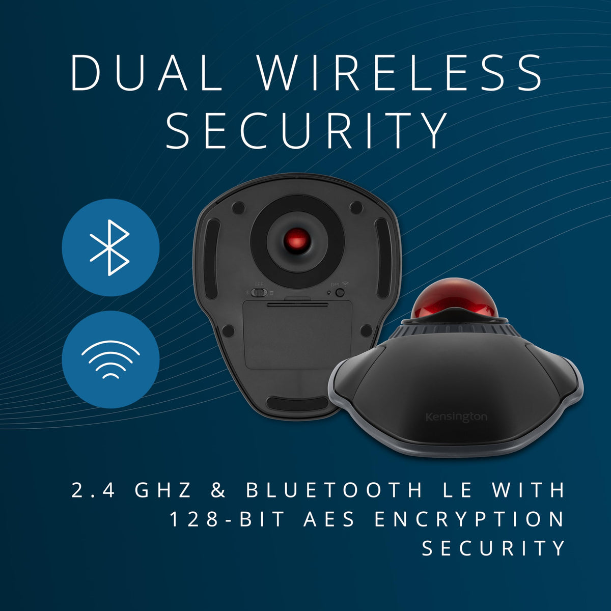 Kensington Orbit Wireless Trackball with Scroll Ring - Black-Red (K70990WW),