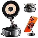 RayLink for MagSafe 360° Adjustable Car Phone Holder, [120LB Suction Cup & 2800gf Force] for Magnetic Phone, One-Hand Release Mount for iPhone
