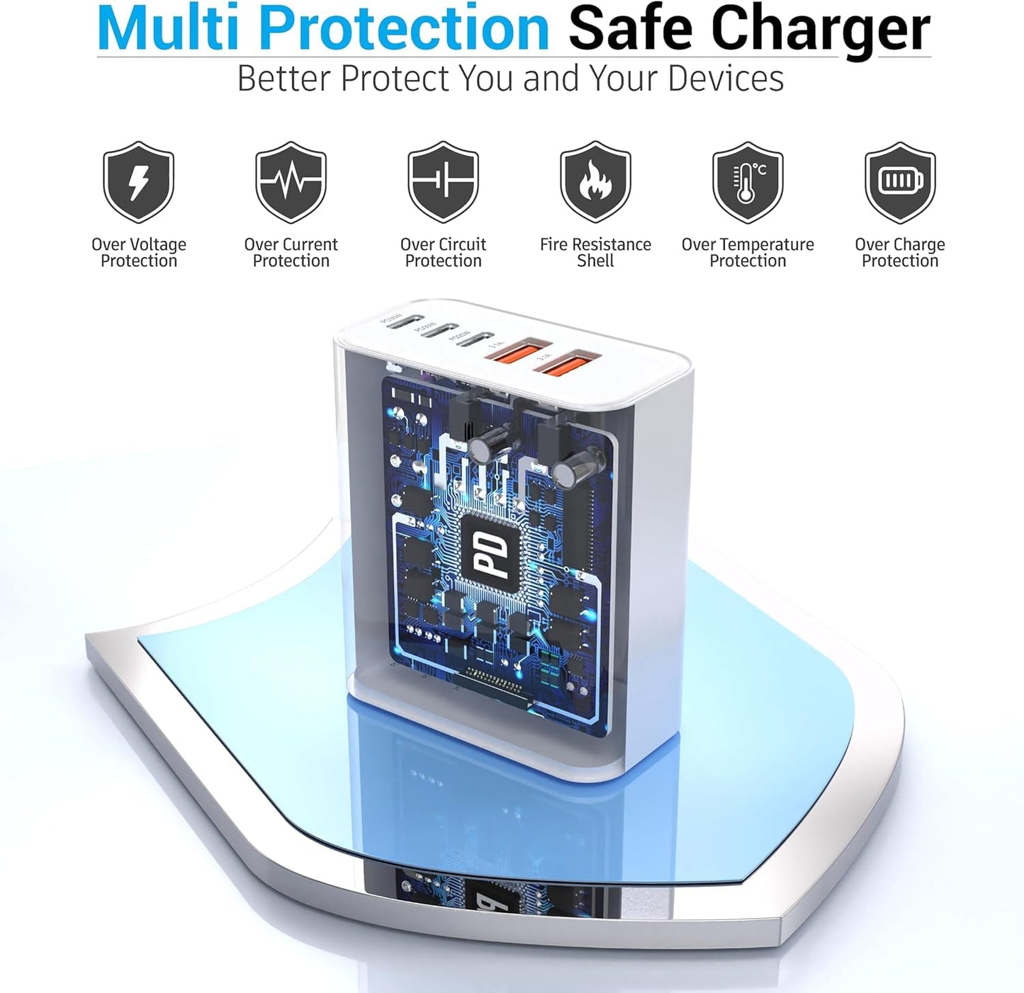 USB C Fast Charger Block, 2Pack 60W 5-Port Type C iPhone Charger Plug, Apple Fast Charging Block, 3 USB C+2 USB A PD & QC 3.0 Power Adapter Multi-port