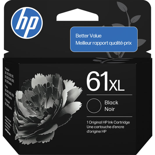 HP 61XL Black High-Yield Ink | Works with DeskJet 1000, 1010, 1050, 1510, 2050, 2510, 2540, 3000, 3050, 3510; Envy 4500, 5530; OfficeJet 2620, 4630 |