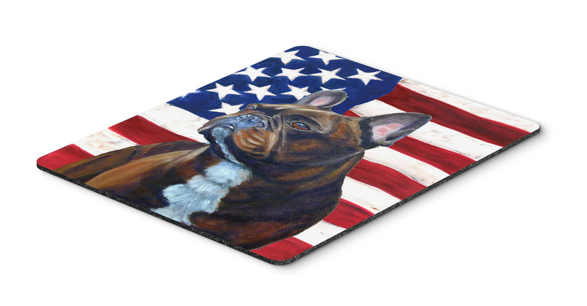 Caroline's Treasures LH9010MP USA American Flag with French Bulldog Mouse Pad, Hot Pad or Trivet for Home Office Gaming Working Computers Laptop Mouse