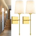 Battery Operated Wall Sconce Set of 2, Gold Rechargeable Dimmable RGB Wireless Wall Sconce with Remote, 5000mAh Indoor Wall Lamp Lights 15 Colors