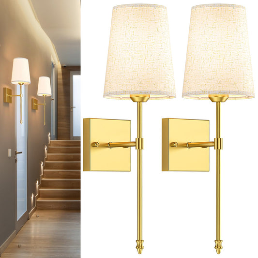 Battery Operated Wall Sconce Set of 2, Gold Rechargeable Dimmable RGB Wireless Wall Sconce with Remote, 5000mAh Indoor Wall Lamp Lights 15 Colors