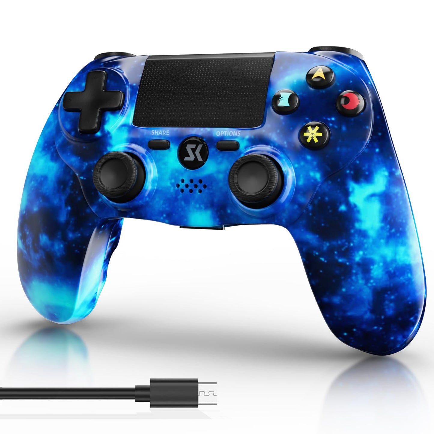 Wireless Controller for PS4, Controller for Sony PlayStation 4, Double Shock 6-Axis Motion Sensor, Sensitive Touch Pad, Built-in Speaker & Stereo