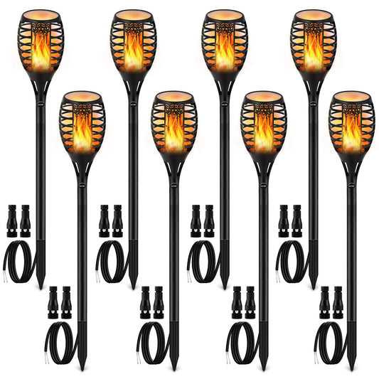 LUYE Low Voltage Torch Landscape Lights Wired Flickering Flames Torches Pathway Lights 12V Outdoor Torch Lighting with Connector Waterproof Landscape