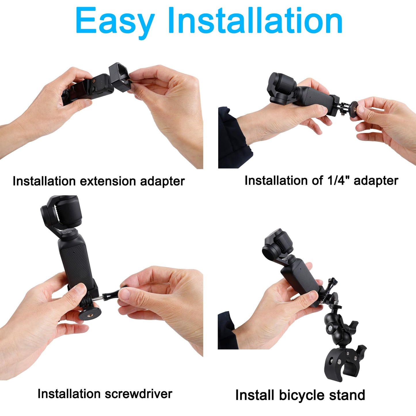 PellKing Pocket 3 Motorcycle Clamp Mount Handlebar Bike Pole Holder Compatible with DJI Osmo Pocket 3 Camera -Adjustable