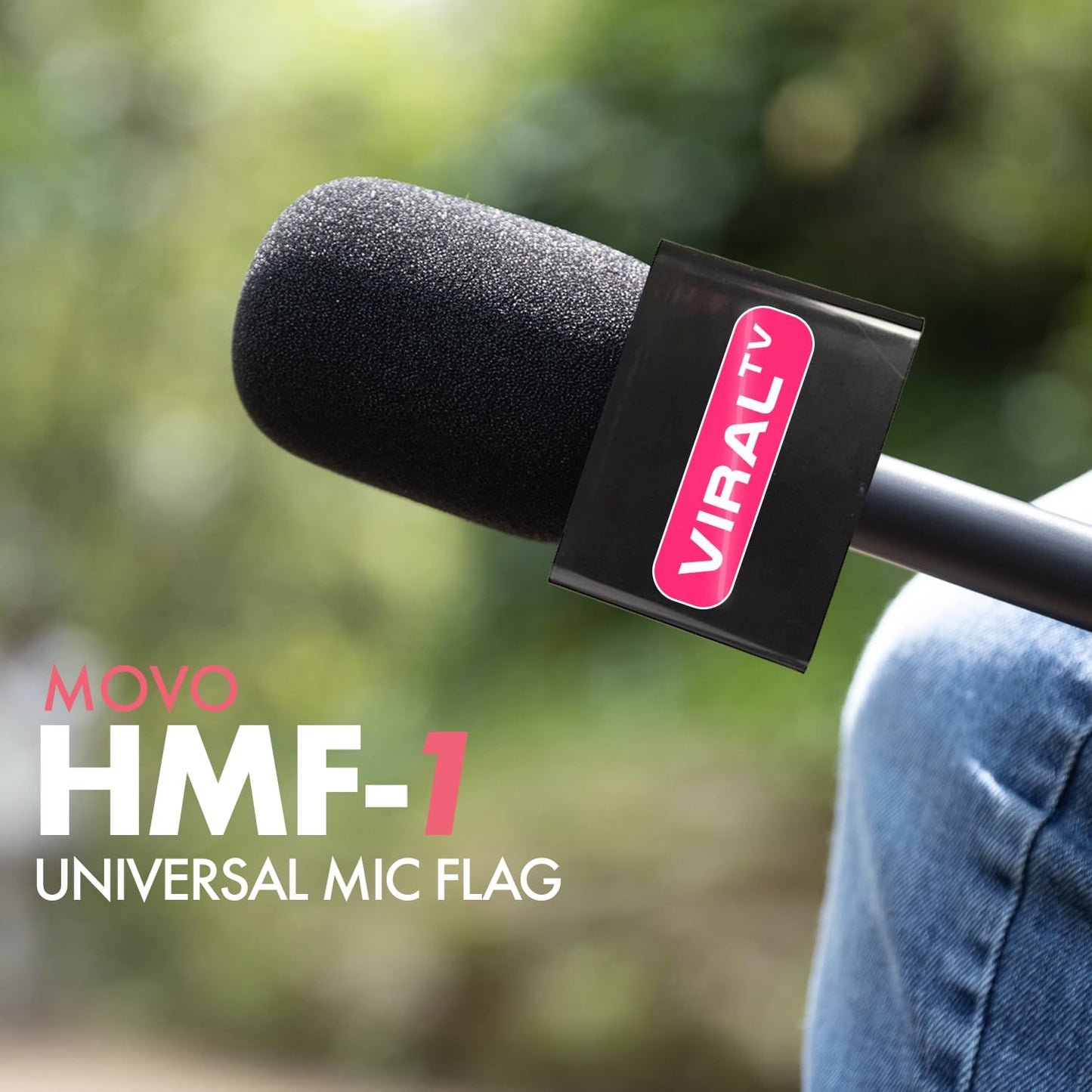 Movo HMF-1 ABS Mic Flag - Add Your Logo - Compatible with Rode Interview Go WMX-HM - Microphone Flag Perfect for Interviews, Vlogging, Content