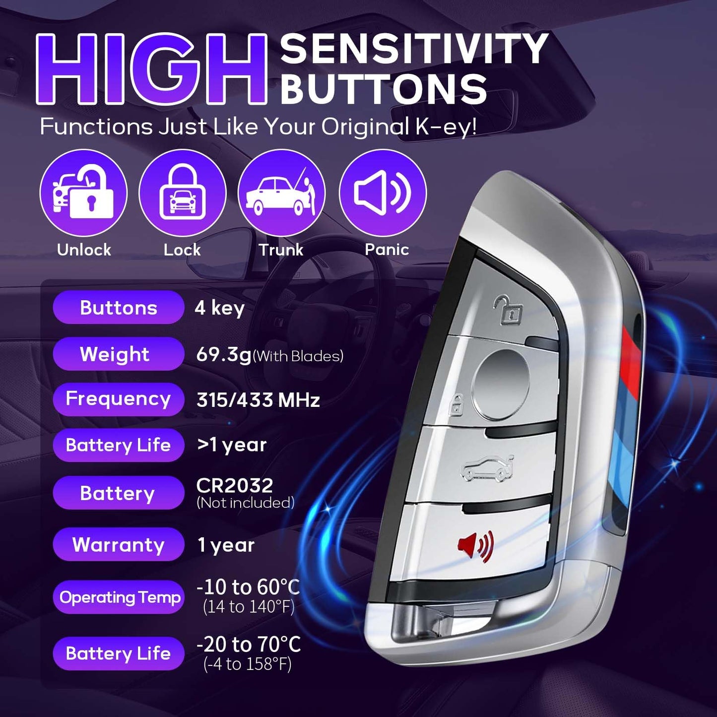 Autel IKEY Programmable Smart Key 2 pcs IKEYBW004AL 2025 Key Fob Key Creation 4 Buttons Ultra-Long Range OE Quality 700+ Vehicles Car Key Replacement