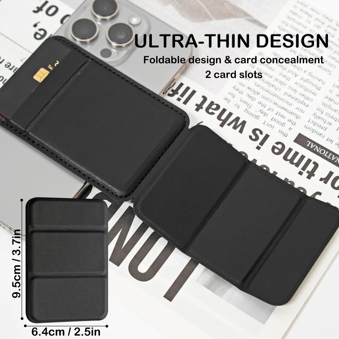 KaKuLan Upgraded for MagSafe Wallet, 2 Slot Wallet for iPhone 17/16/15/14/13/12 Series, Strongest Magnetic, Leather Slim, Magnetic Phone Pouch