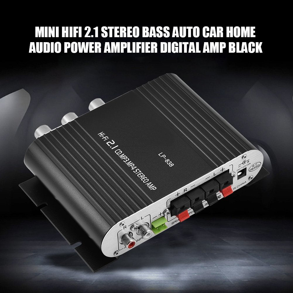 Yoidesu Mini HiFi Audio Power Amplifier, 15W x 2 RMS, 2.1CH, Low Distortion, Aluminum Alloy, 3.5mm Input, Supports Mobile Phones, DVD Players
