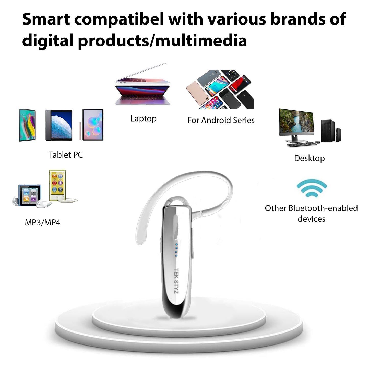 Bluetooth 5.3 Headset Compatible with Motorola Edge Lite Wireless Earpiece, IPX5 Waterproof, Dual Microphones, Noise Reduction, 60 Days Standby +…