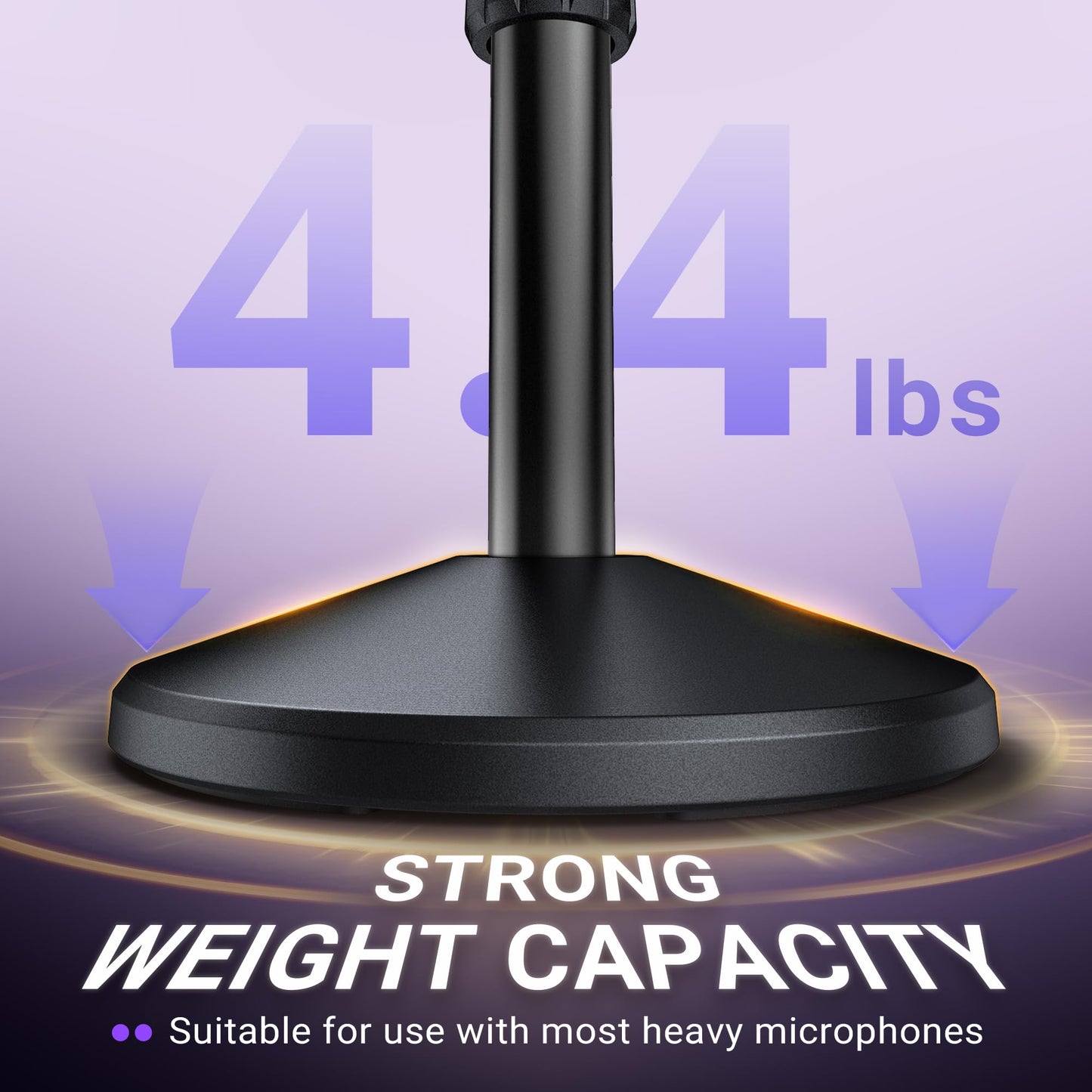 FIFINE Desktop Microphone Stand, Adjustable Heavy Duty Weighted Base Tabletop Mic Stand with Twist Clutch & 3/8'' to 5/8'' Screw, for Streaming