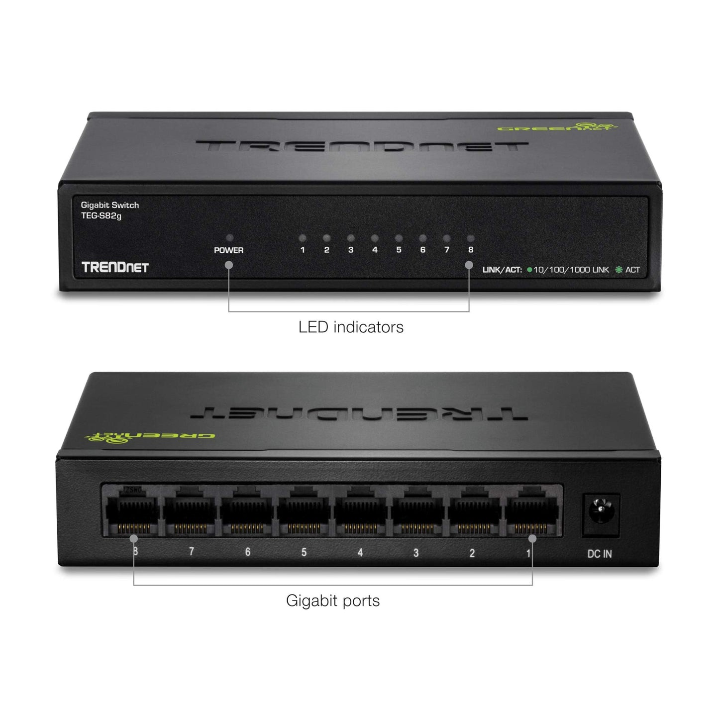 TRENDnet 8-Port Gigabit GREENnet Switch, Ethernet Network Switch, TEG-S82G