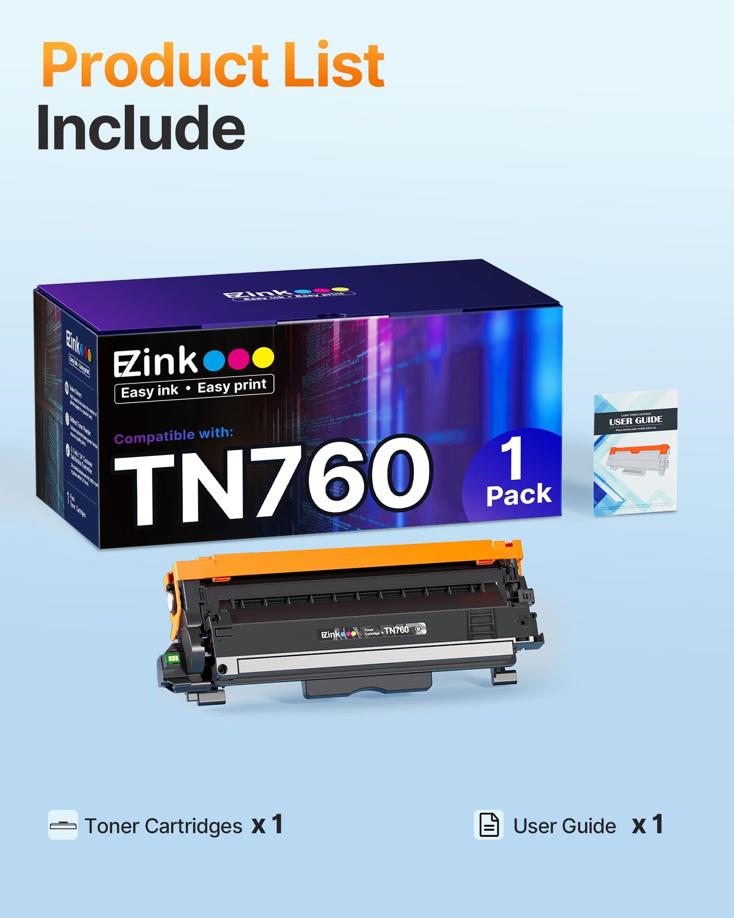 E-Z Ink Compatible Replacement for Brother TN760 Toner Cartridge 1 Pack