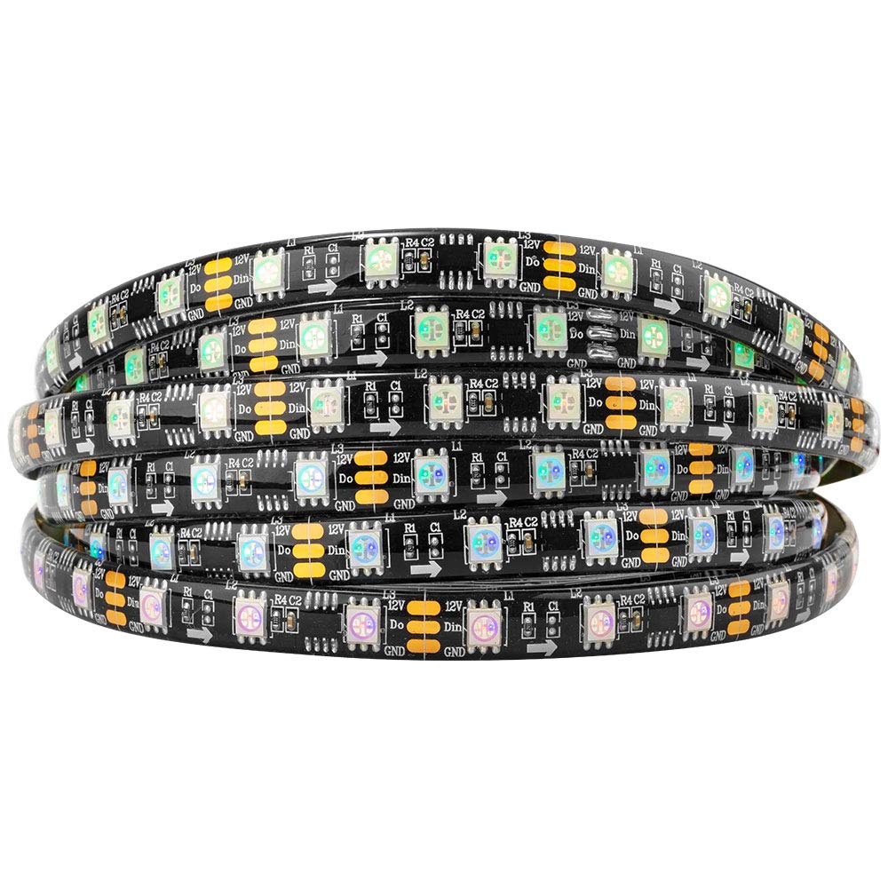 BTF-LIGHTING WS2811 Addressable LED Strip Ultra Bright 5050SMD RGB 60LED/m 20Pixels/m Multi-Colored Light Total 300LED 100Pixels 16.4FT DC12V IP65